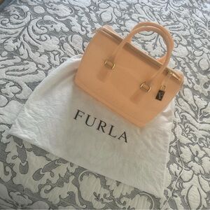 Furla Cream Satchel Bag with Structured Design